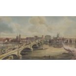 Gideon Yates (act. 1790-circa 1837) - Watercolour - "Southwark from Fishmongers Hall", signed and