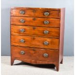 A George III Mahogany and Pine Sided Chest, inlaid with stringings, with square edge to top,