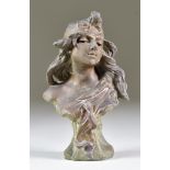 Alfred Jean Foretay (1861-1944) - Bronzed metal bust - "Cleopatra", an asp at her breast, signed and