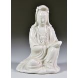 A Chinese Blanc De Chine Porcelain Figure of Guan Yin, 20th Century, 6ins (15.2cm) high