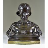 Alfred Drury (1859-1944) - Bronze bust - "Griselda", signed, on green polished marble base, 10.