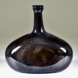 A Dutch Bladder-Shaped Wine Bottle, 18th Century, of dark olive tint, 6.75ins high