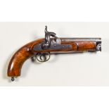 A Good Coast Guard or Revenue .55 Calibre Belt Pistol, by E W Bond of London, 6ins bright steel