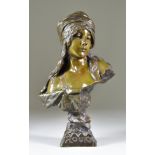 Emmanuel Villanis (1858-1914) - Bronze bust - "Lalla Roukh", signed, 11.5ins high