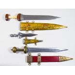 Six Reproduction Roman Edged Weapons, Modern, including - five Gladius, and one dagger, sizes