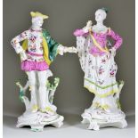 A Pair of Derby Figures of Ranelagh Dancers, Circa 1765-70, the figures enamelled in colours and