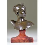 Alexandre Falguiere (1831-1900) - Bronze bust - Diana wearing a crescent moon in her hair, on