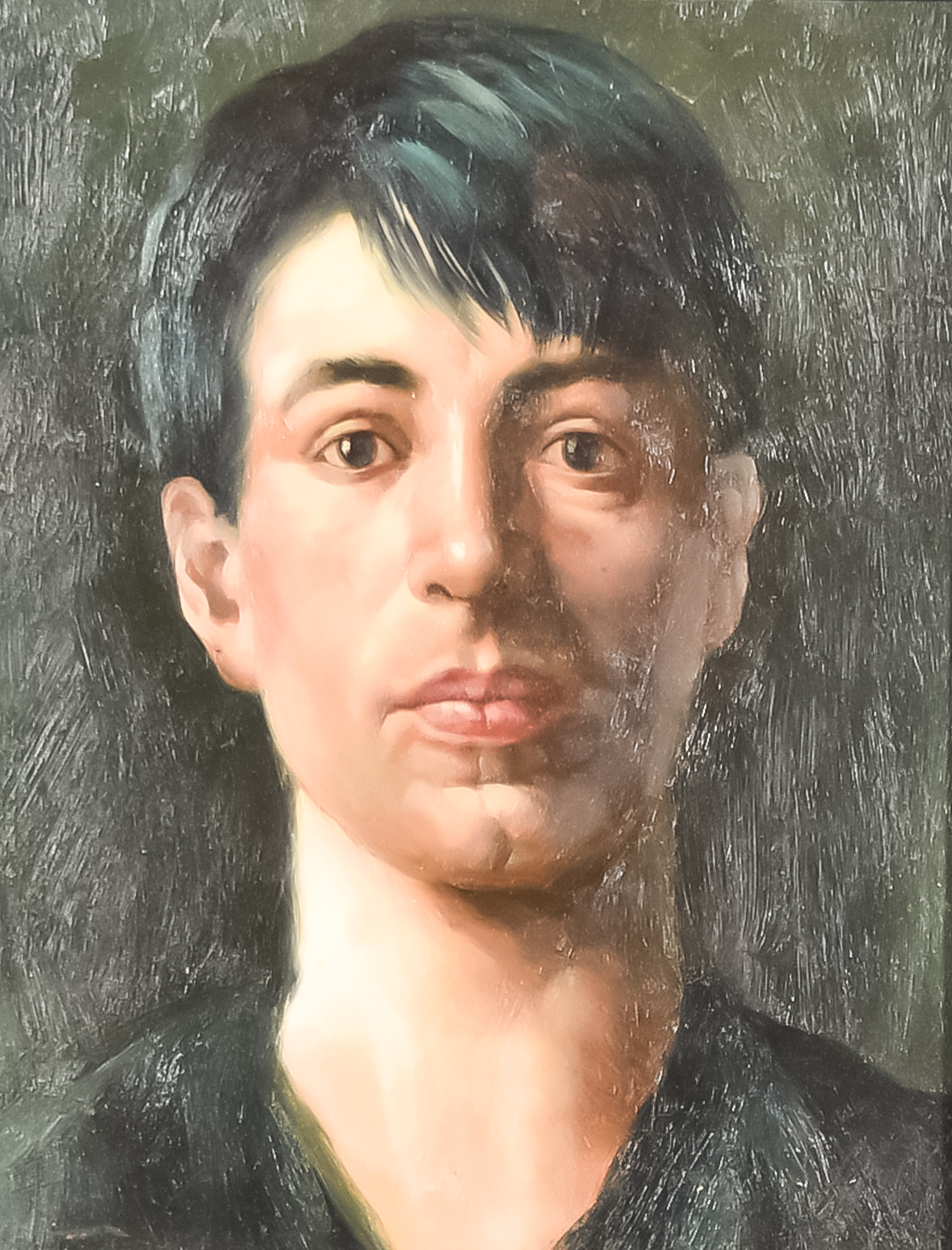 After Stanley Spencer (1891-1959) - Oil painting - Self portrait as a young man, board 9.75ins x 7.