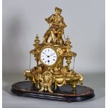 A 19th Century French Gilt Metal Cased Mantel Timepiece, No.1571, the 3ins diameter white enamel