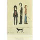 ARR Laurence Stephen Lowry (1887-1976) - Lithograph in colours - "Three Men and a Cat", signed in