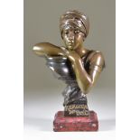 Emmanuel Villanis (1858-1914) - Bronze bust - "Rebecca Au Puits", signed and with foundry stamp,