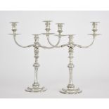 A Pair of Elizabeth II Silver Three Light Candelabra, by Garrard & Co. Ltd, London, 1969, with