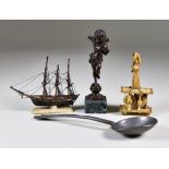 A Small Collection of 'Cabinet Curiosities', comprising - miniature scratch built wooden model of