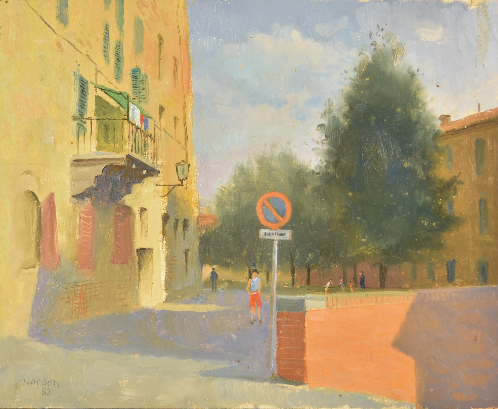 Gerald Norden (1912-2000) - Two oil paintings - Italian street scenes - "Siena" and another with