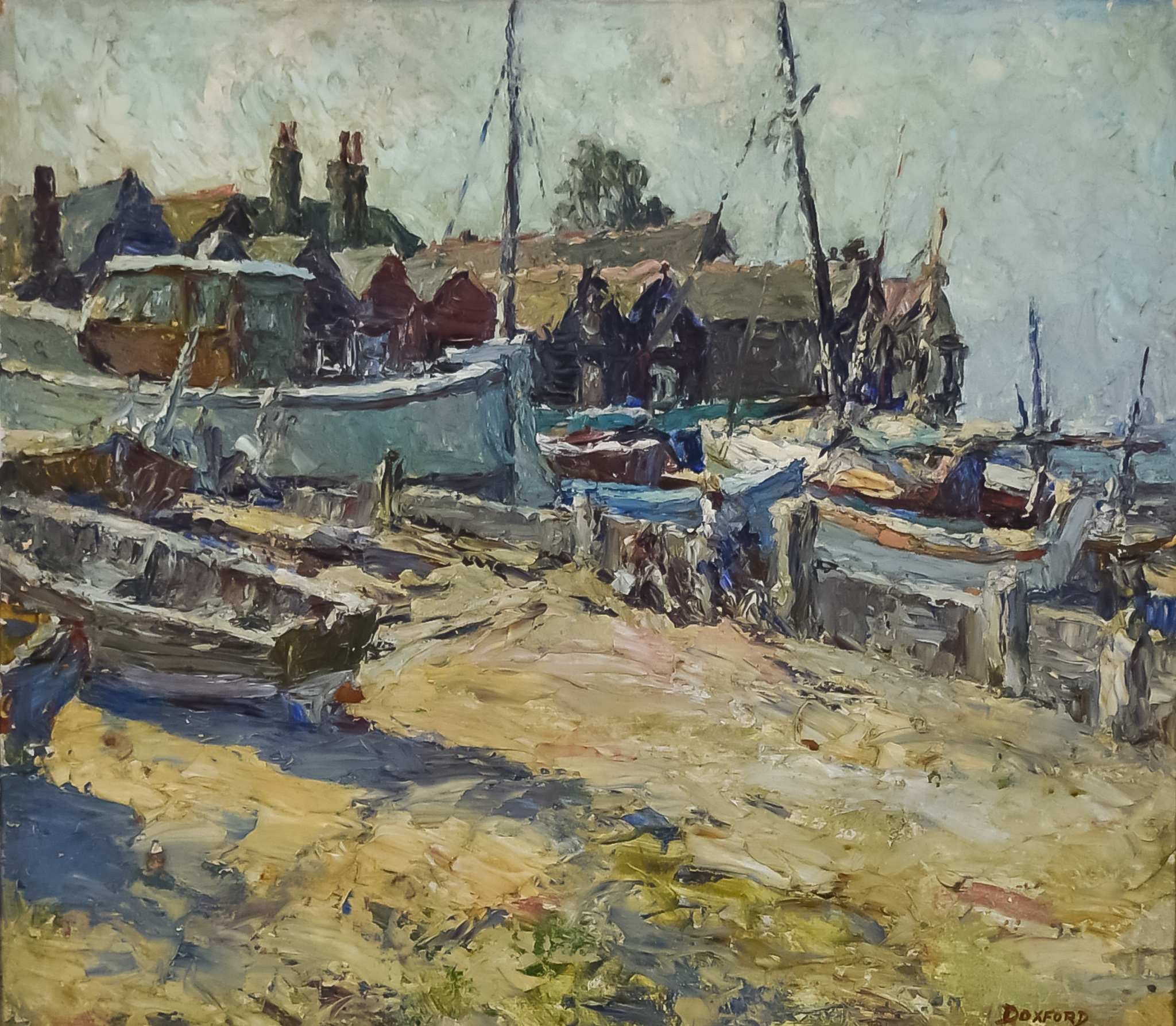 ***James Doxford (1899-1978) - Oil painting - "Morning, Whitstable Beach", signed, canvas 16ins x