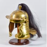 A Full-Size Reproduction Brass Roman 'Centurion' Helmet, Modern, with horsehair plume Note: We are