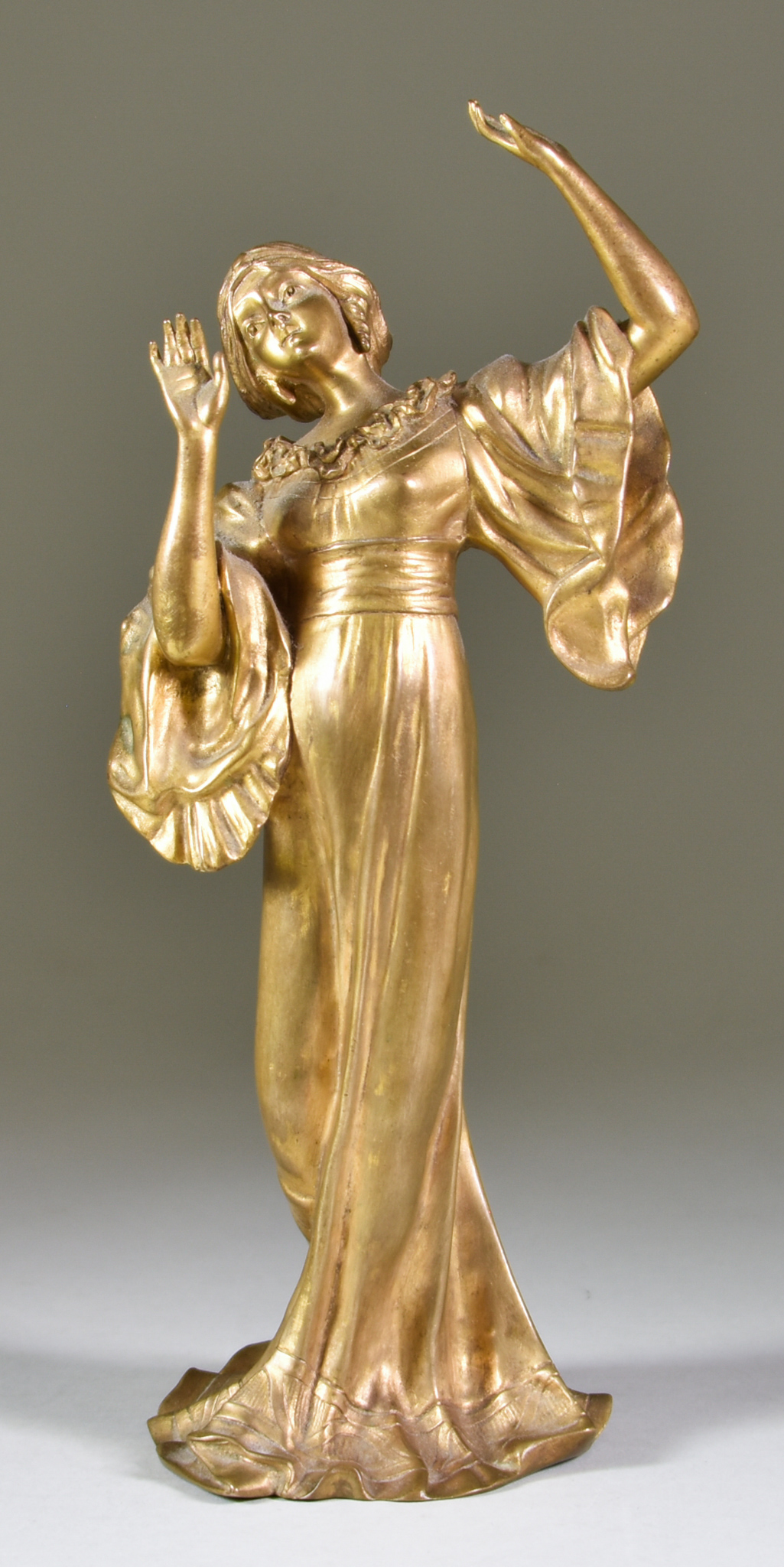 Hermann Eichberg (Act. circa 1900) - Gilt bronze figure of a standing female dancer with collar, her