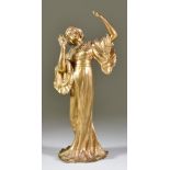 Hermann Eichberg (Act. circa 1900) - Gilt bronze figure of a standing female dancer with collar, her