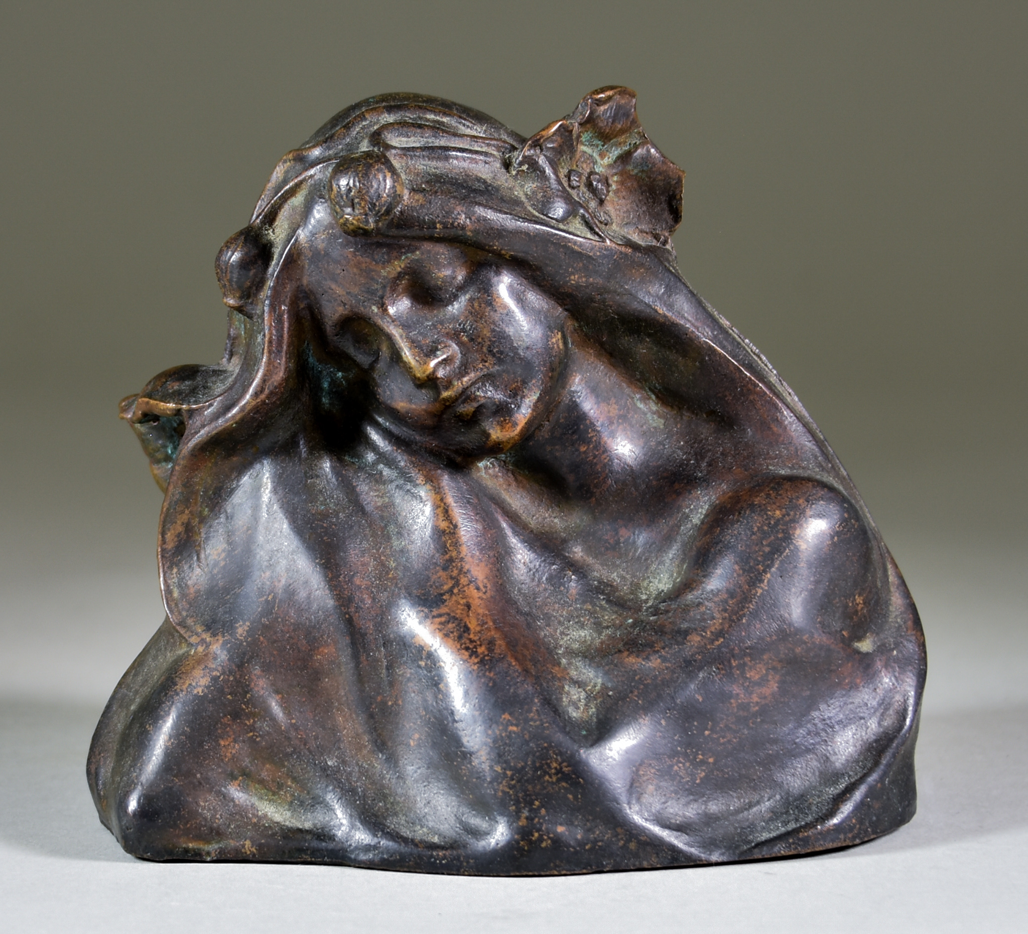 Hans Müller (1873-1937) - Bronze bust - Sleeping woman, signed, 4.75ins high