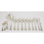 A Set of Six Victorian Silver Fiddle and Thread Pattern Teaspoons and Mixed Silver Ware, the