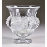 A Lalique "Dampiere" Vase, Circa 1950, modelled with birds and leaves in clear and frosted glass,