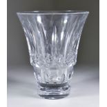 A Baccarat Slice and Diamond Cut Glass Vase, 20th Century, of heavy flared form on circular base,