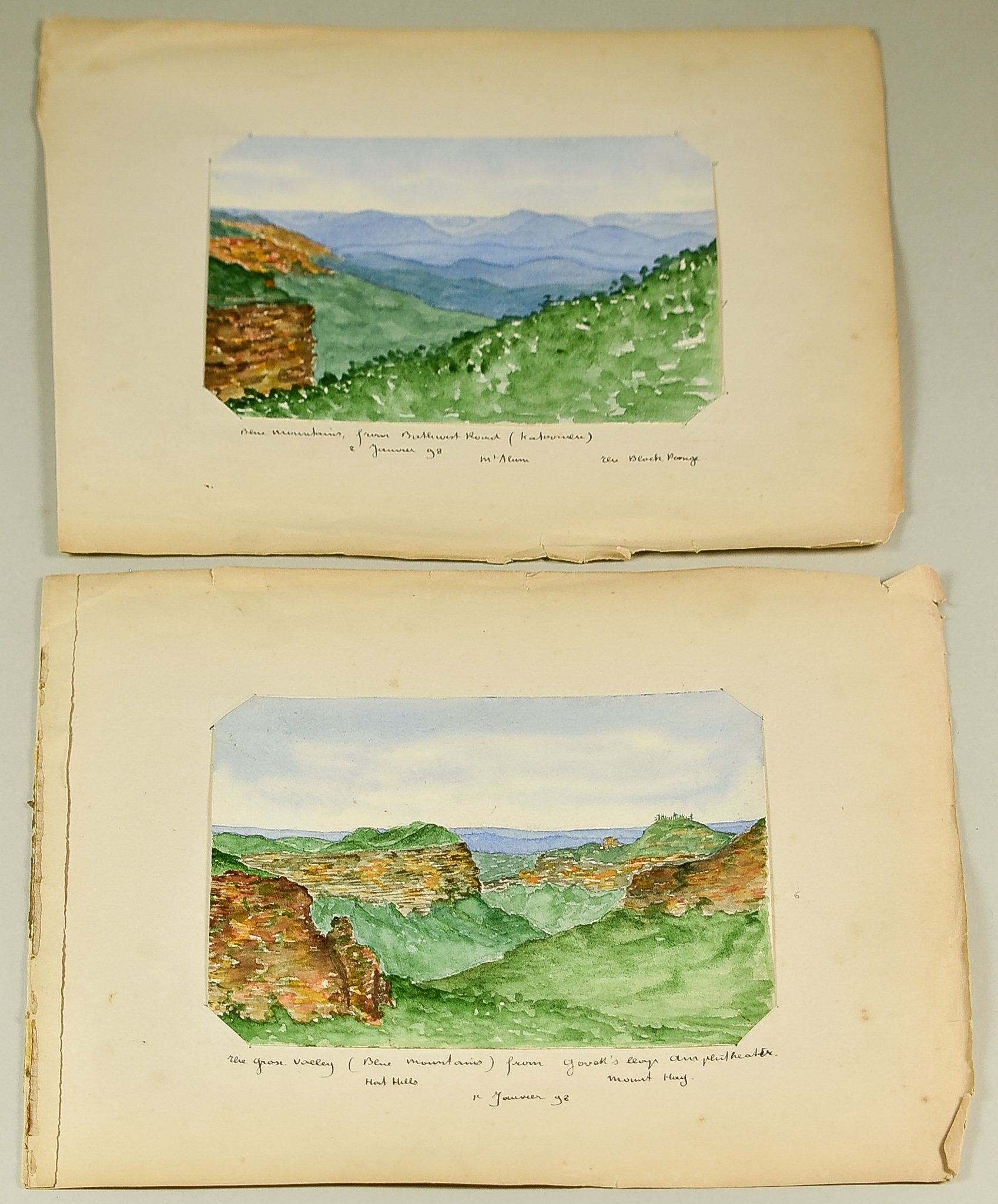 An Album of Watercolours, Photographs and Postcards of Australian and European Interest, Late 19th