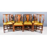 A Set of Six George III Mahogany Dining Chairs of "Country Chippendale" Design, and a pair of