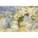 Morland Lucas (19th/20th Century) - Watercolour - "A Sussex Garden", depicting a young lady seated