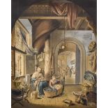 Gerrit van der Pals (1742-1839) after Gerrit Dou (1613-1675) - Watercolour - Interior scene with