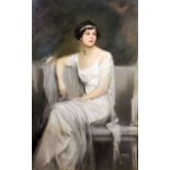 Arthur Lajos Halmi (1866-1939) - Pastel - Seated portrait of a society lady, thought to be Guinevere