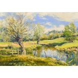 ***Mervyn Goode (born 1948) - Oil painting - "Pollarded Willows, September", canvas 14ins x 20ins,