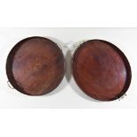 Two Mahogany Two Handled Trays, 19th Century, one circular, 20ins diameter, one oval, 23ins x 19.