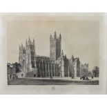 Louis Laurent Raze (1805-1872) - Engraving - "South View of Canterbury Cathedral", 18ins x 25ins, in