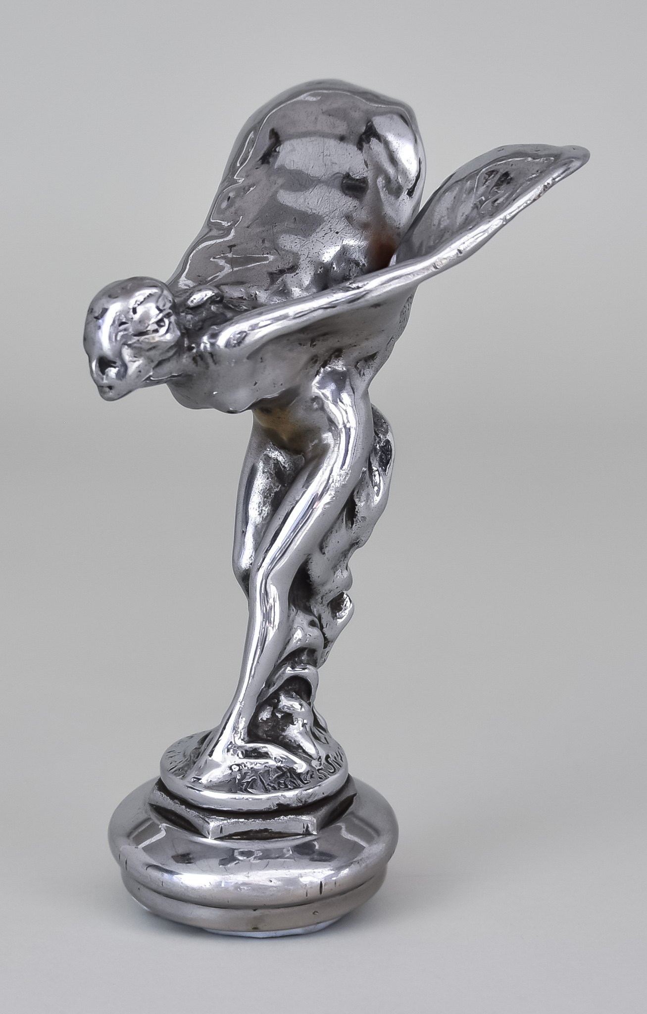 Charles Robinson Sykes (1875-1950) - Plated Rolls Royce "Spirit of Ecstasy" radiator cap, signed,