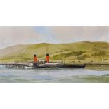 ***Ian. G. Orchardson (1927-1997) - Oil painting - Paddle steamer "RMS Columba", leaving Colintraive