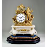 A 19th Century French Gilt Metal Cased Mantel Timepiece, no. 42066, 3ins diameter white enamel