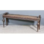 A Victorian Oak Hall Bench, with spiral turned handles on turned bulbous reeded and fluted front