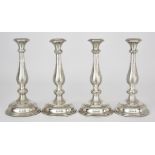 A Set of Four Austrian Silver Pillar Candlesticks, maker's mark rubbed possibly T D, 800 standard,
