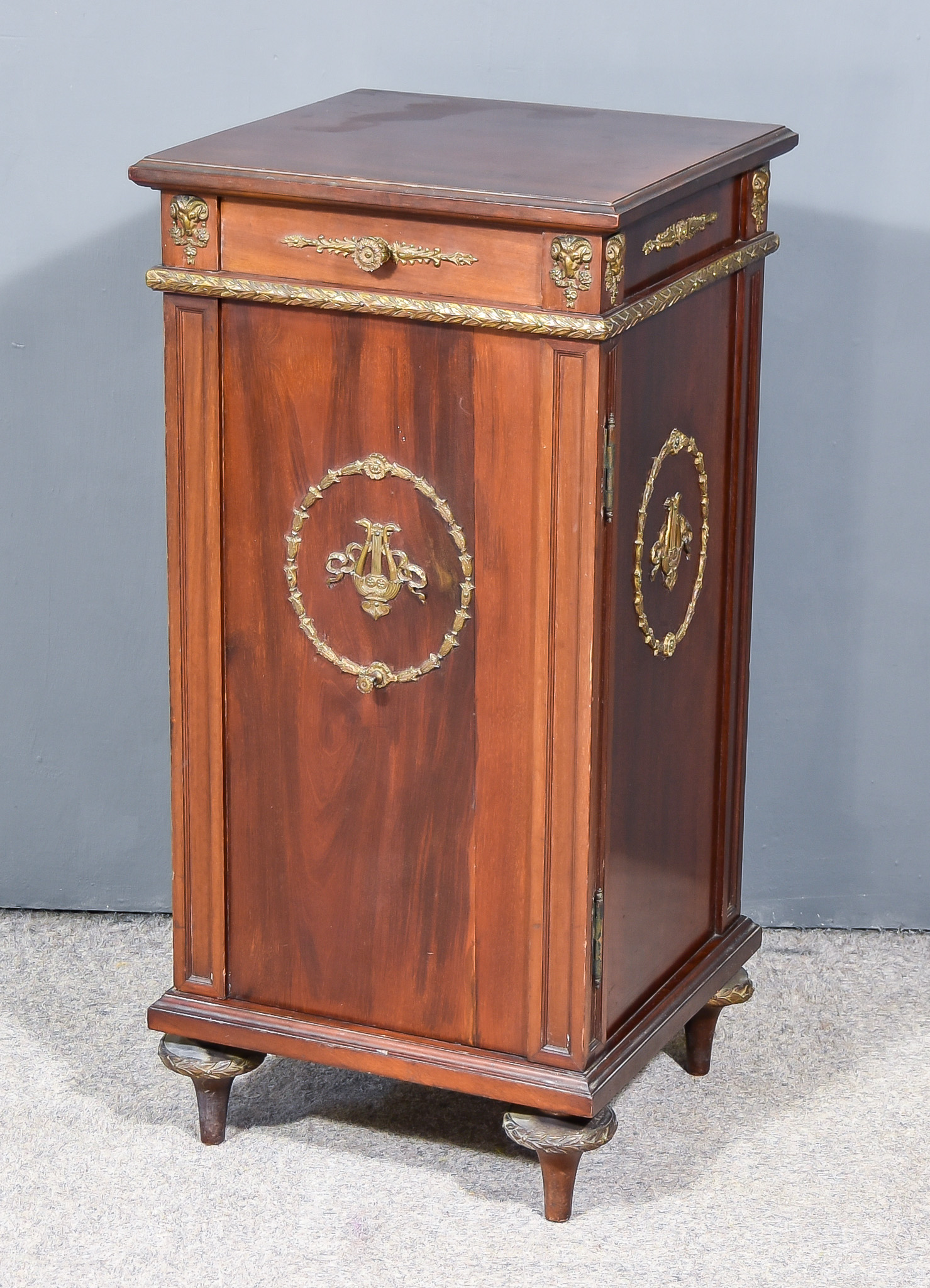 A Early 20th Century French Mahogany and Gilt Metal Mounted Square Cabinet of Louis XVI Design, with