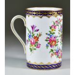 A Continental Porcelain Tankard, Late 19th/Early 20th Century, painted in Duesbury Derby style