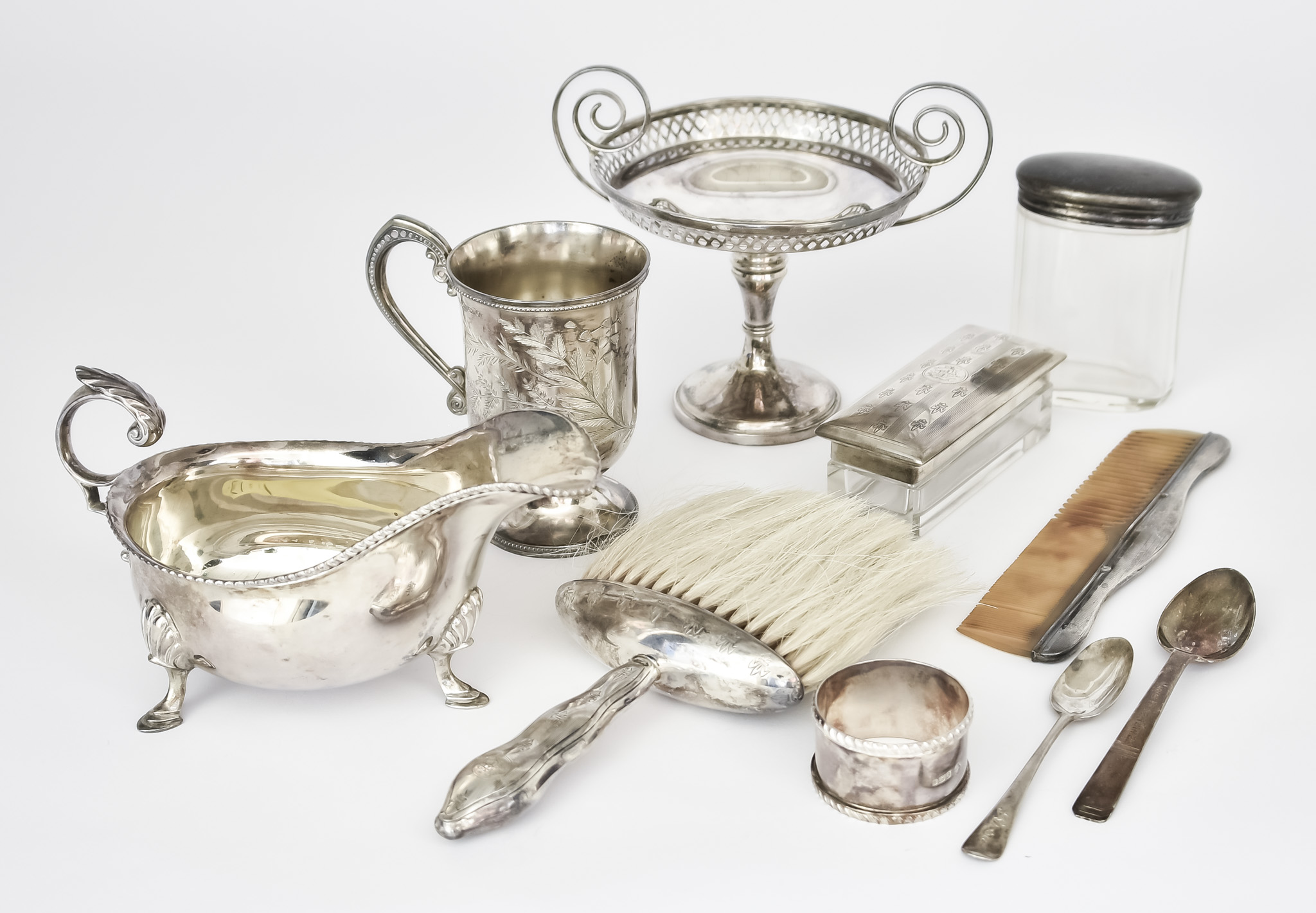 A Late Victorian Silver Christening Mug and Mixed Silverware, the christening mug by Thomas