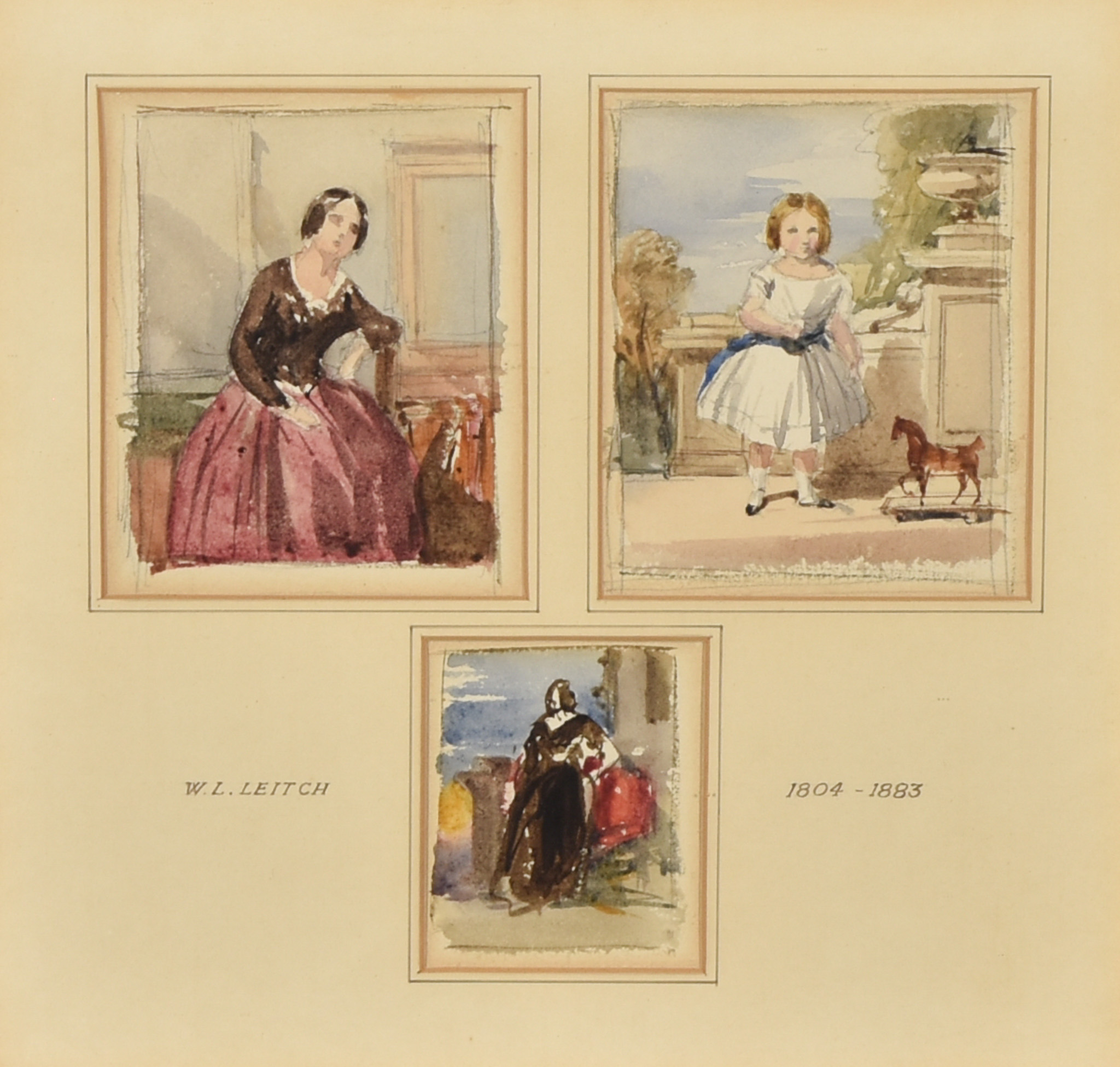 In the Manner of William Leighton Leitch (1804-1883) - Three pencil and watercolour studies -