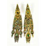 A Pair of Unusual Emerald Earrings, Late 19th/Early 20th Century, set with small emeralds,