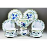 A Limoges Porcelain for Hermès "Toucans" Pattern Part Breakfast Set, 20th Century, comprising - four