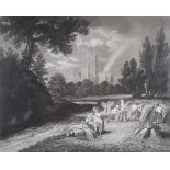 After Edward Dayes (1763-1804) - Mezzotint - "Reapers" - Harvesting scene with Canterbury