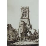 Patrick Hall (1906-1992) - Three etchings - "Bombed out church" 6.5ins x 4.75ins, "Builders