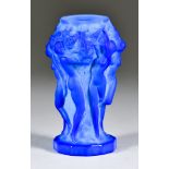 A Hoffman & Schlevogt "Ingrid" Blue Malachite Glass Vase, 1930s/50s, of dancing nude figures,