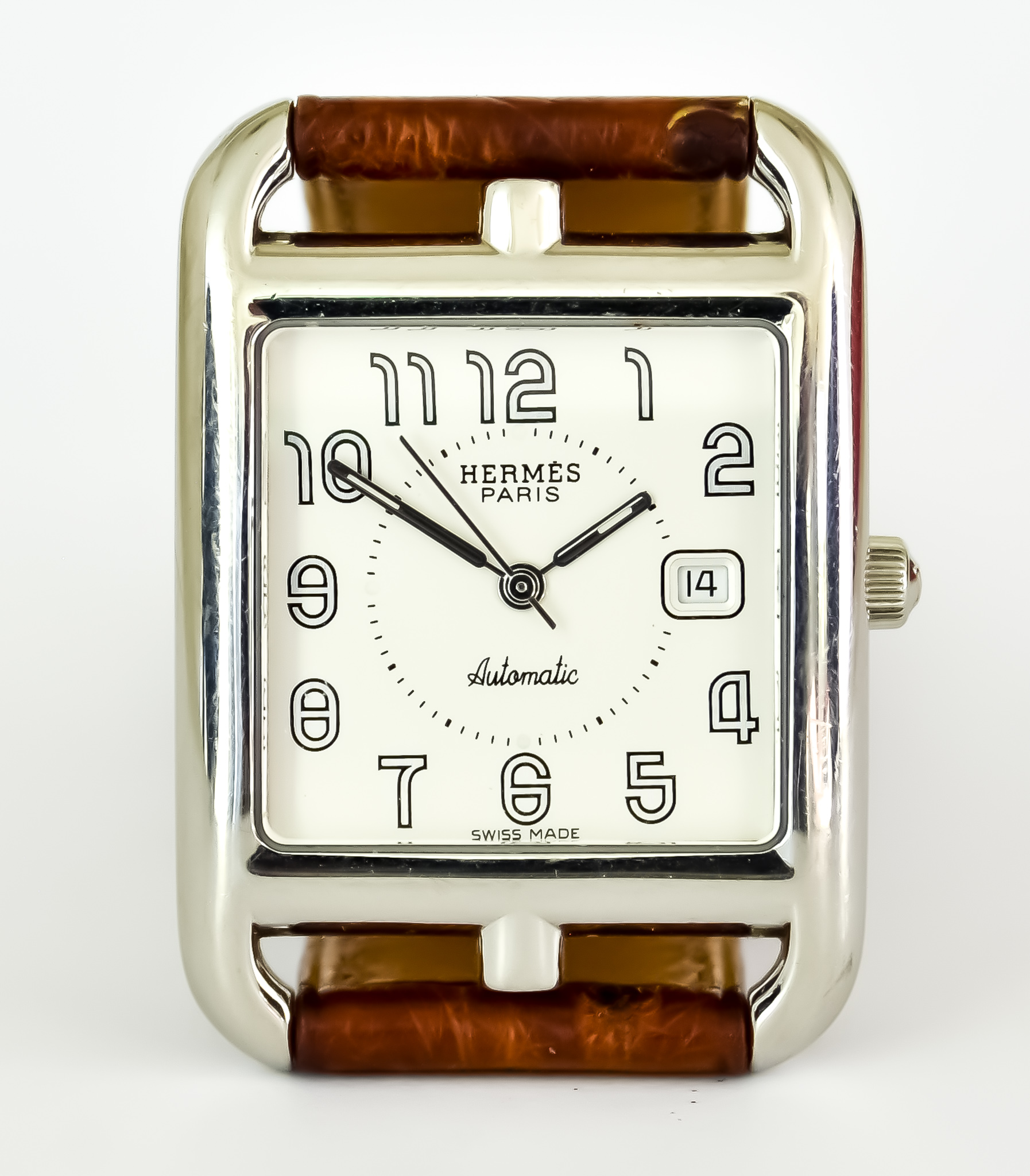 A Lady's Automatic Wristwatch, by Hermes of Paris, serial No. 1544644, stainless steel case, 32mm