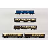 A Box of Assorted "OO" Gauge Carriages and Wagons by Hornby, comprising - seven Pullman Coaches, one